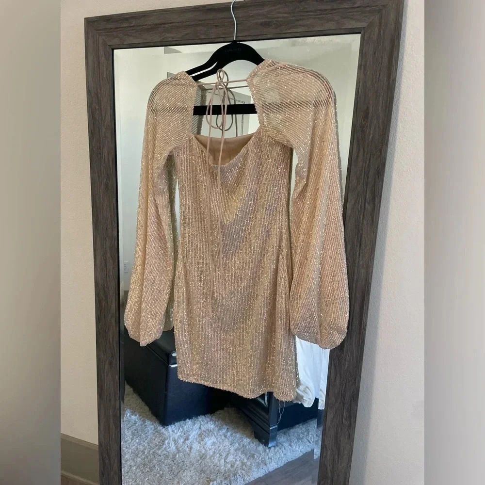 Lucy in the Sky Gold Sequin Long Sleeve Mini Dress - Picture 5 of 5